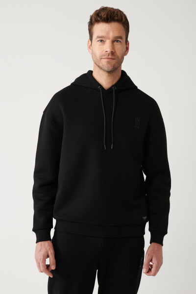 Men's Black Hooded Sweatshirt - 9