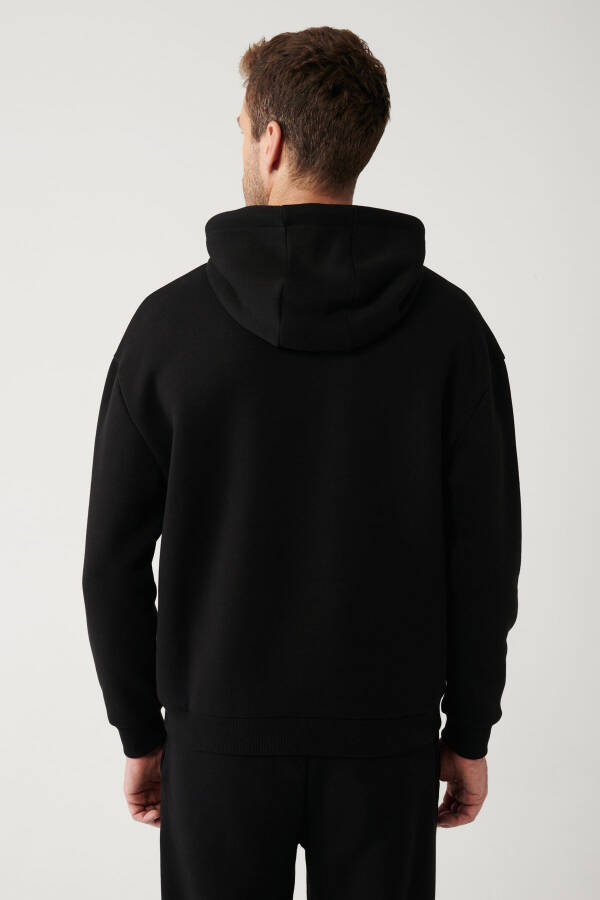 Men's Black Hooded Sweatshirt - 10