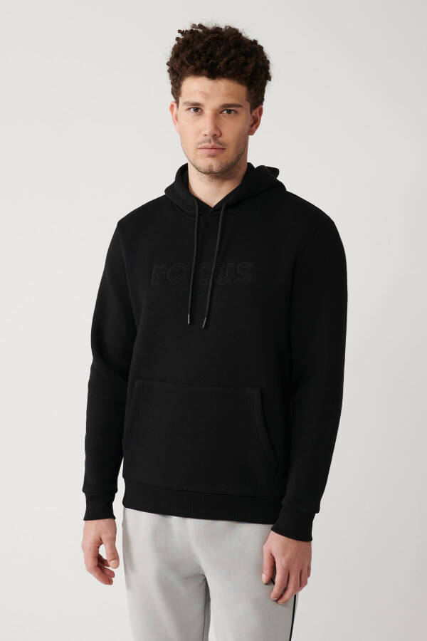 Men's Black Hooded Sweatshirt - 6