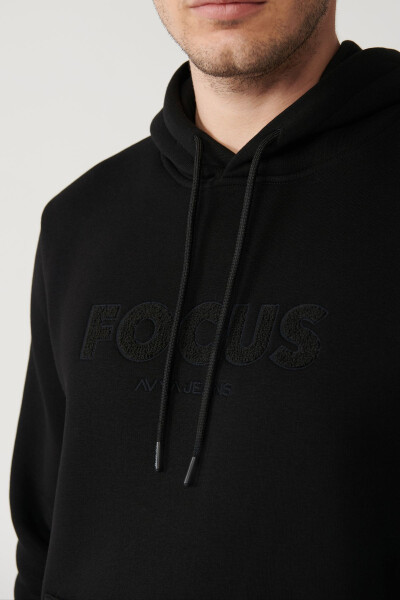 Men's Black Hooded Sweatshirt - 7