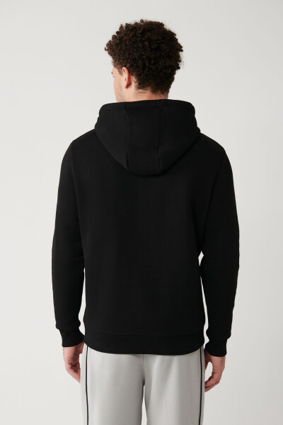 Men's Black Hooded Sweatshirt - 9