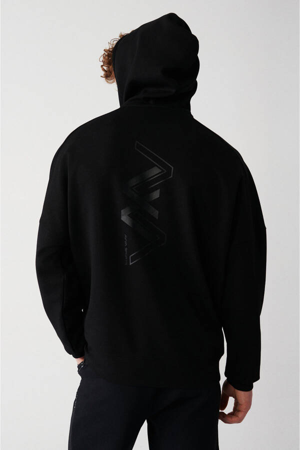 Men's Black Hooded Sweatshirt - 7