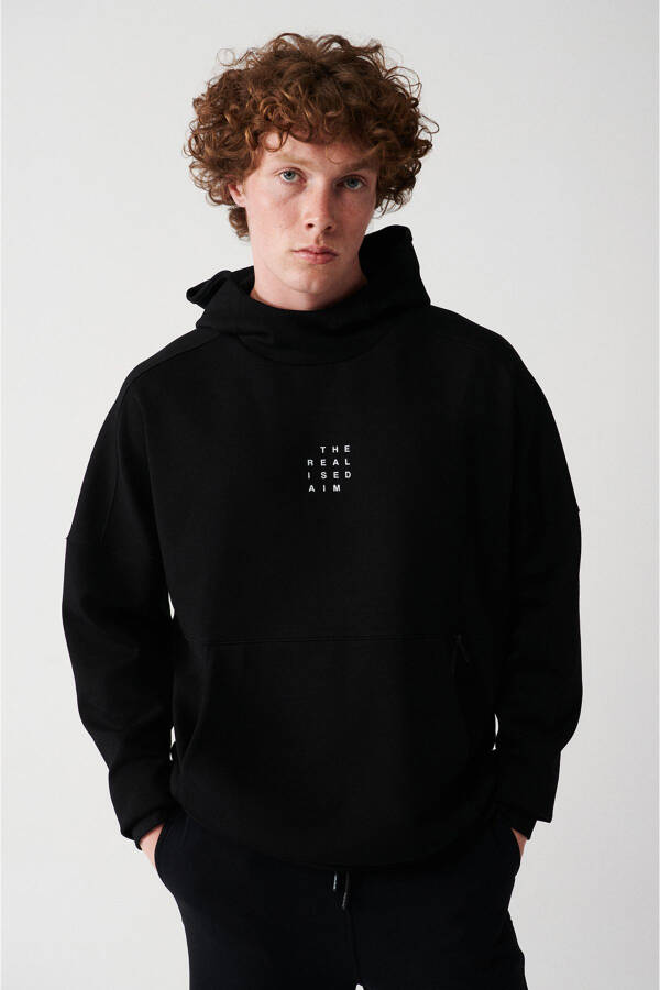 Men's Black Hooded Sweatshirt - 10