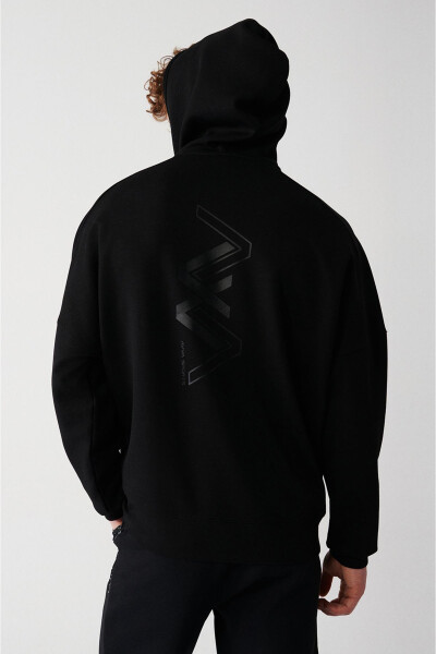 Men's Black Hooded Sweatshirt - 1