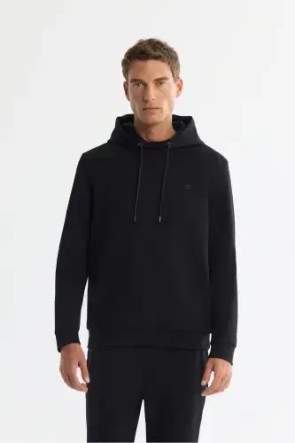 Men's Black Hooded Sweatshirt - 1