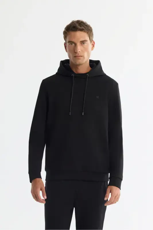 Men's Black Hooded Sweatshirt - 1