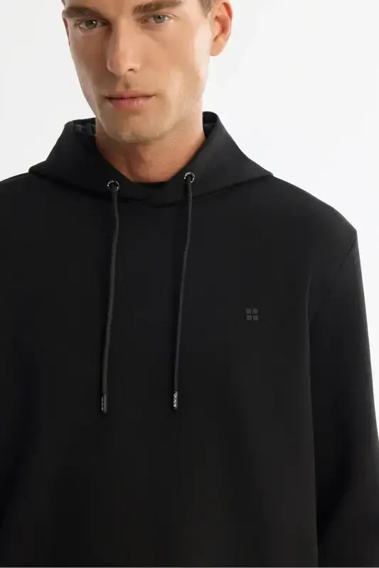 Men's Black Hooded Sweatshirt - 2