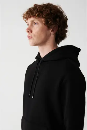Men's Black Hoodie Sweatshirt - AVVA (1)