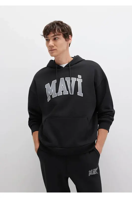 Men's Black Hoodie with Logo Print (067149-902) - 1