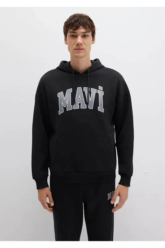 Men's Black Hoodie with Logo Print (067149-902) - 4