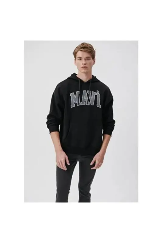 Men's Black Hoodie with Logo Print (067149-902) - 1