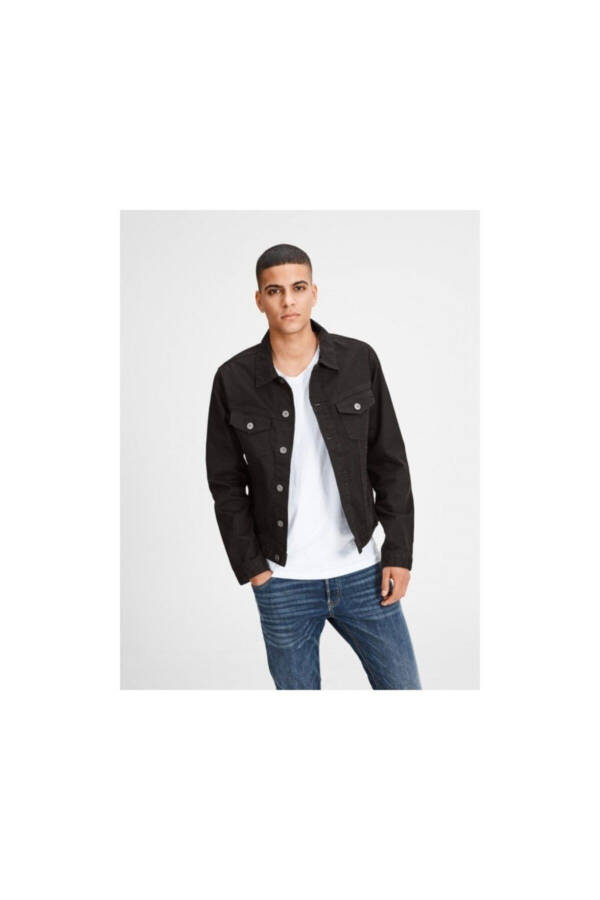 Men's Black Jean Jacket - Alvin JJ Jacket AKM 528 - 1