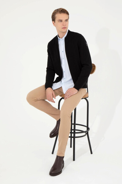 Men's Black Knit Cardigan - 1