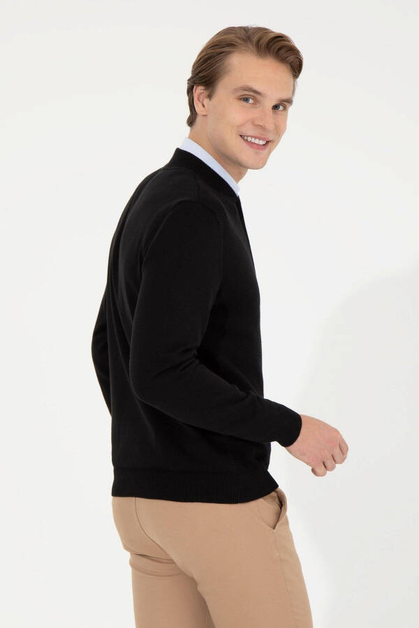 Men's Black Knit Cardigan - 2