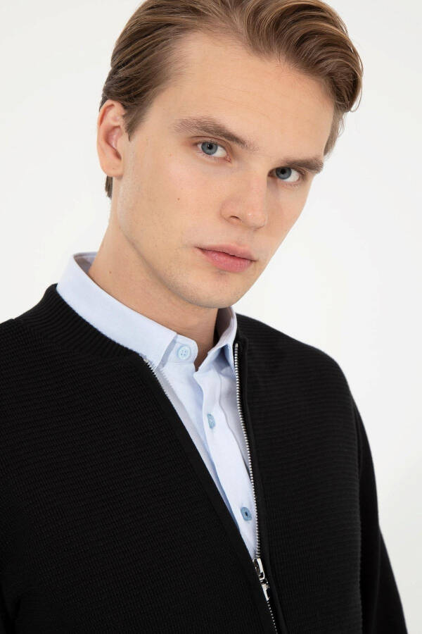 Men's Black Knit Cardigan - 3