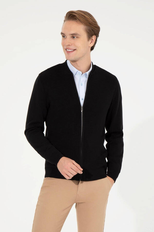 Men's Black Knit Cardigan - 4