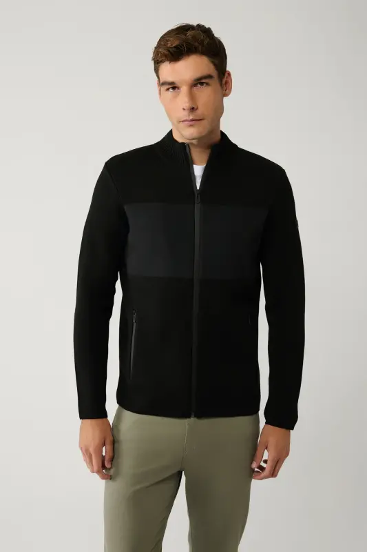 Men's Black Knit Jacket - AVVA