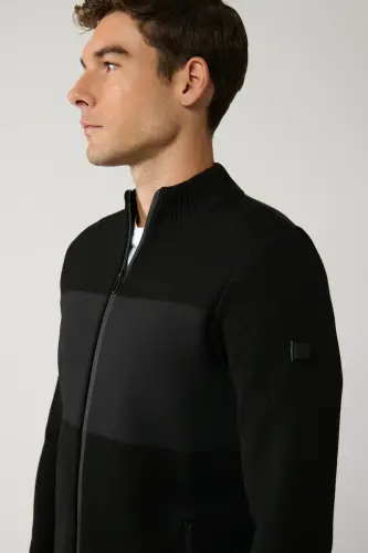 Men's Black Knit Jacket - AVVA (1)