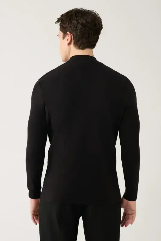 Men's Black Knit Sweater - 4