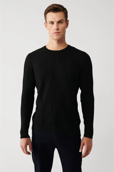 Men's Black Knit Sweater - AVVA
