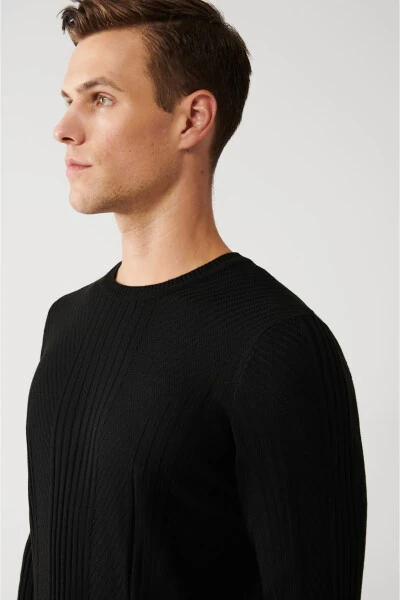 Men's Black Knit Sweater - AVVA (1)