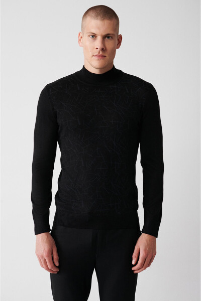 Men's Black Knit Sweater - 3