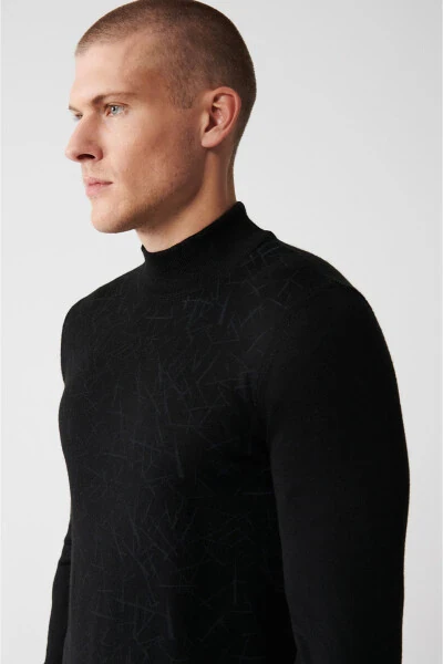 Men's Black Knit Sweater - AVVA (1)