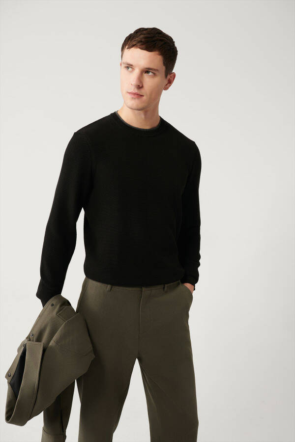 Men's Black Knit Sweater - 7