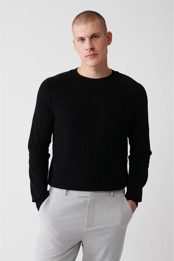 Men's Black Knit Sweater - 1