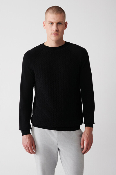 Men's Black Knit Sweater - 3