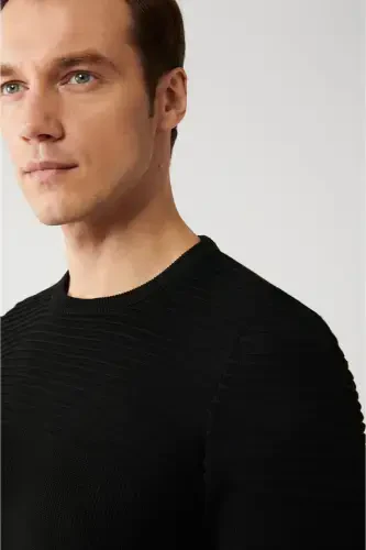 Men's Black Knit Sweater - AVVA (1)