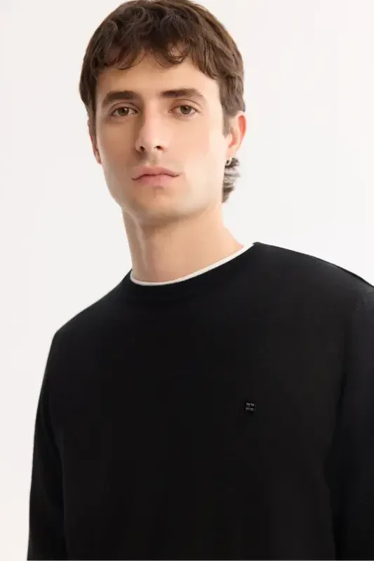 Men's Black Knit Sweater - 2
