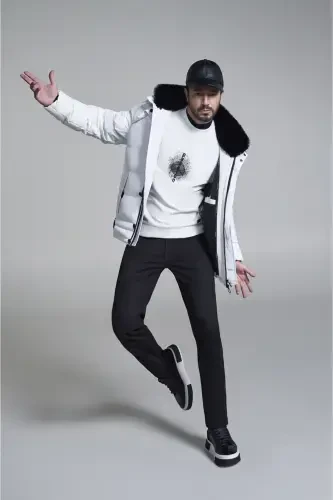 Men's Black Knit T-Shirt Half Fisherman Collar Short Sleeve Regular Fit B005025 - AVVA (1)