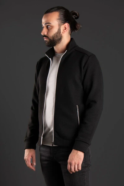 Men's Black Knitted Cardigan - ZEKİ ÖZER