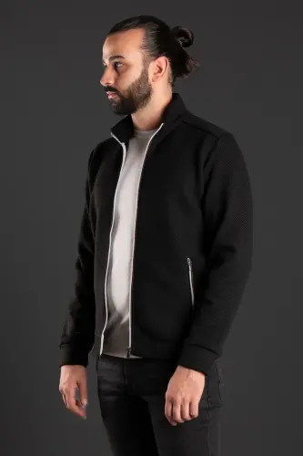 Men's Black Knitted Cardigan 