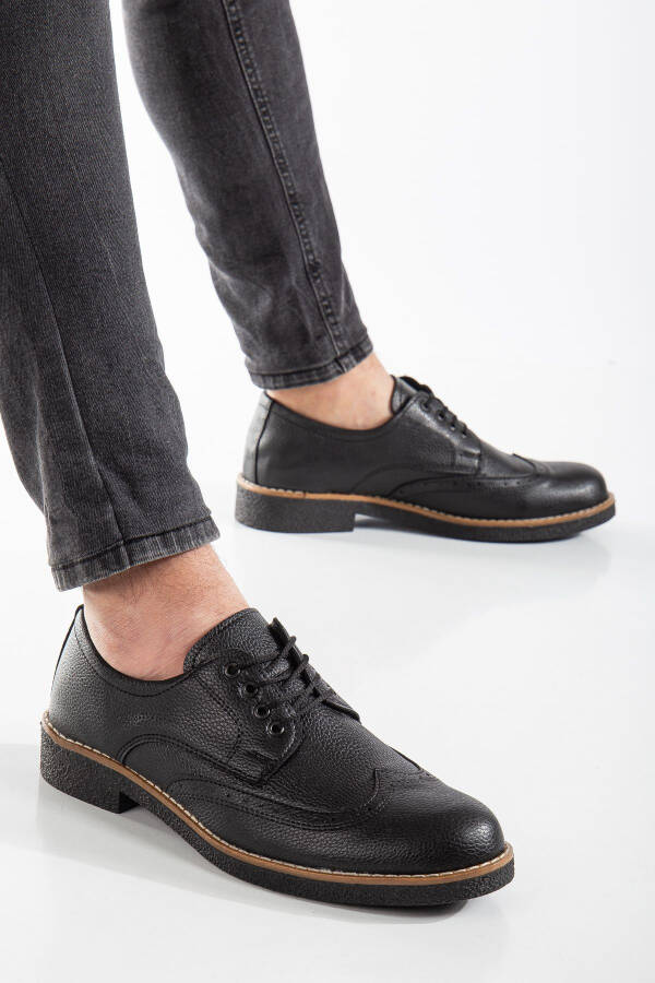 Men's Black Lace-Up Formal/Casual Classic Shoes - 1