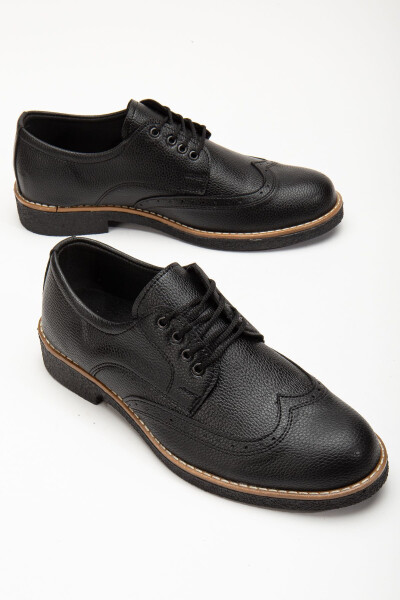 Men's Black Lace-Up Formal/Casual Classic Shoes - 4