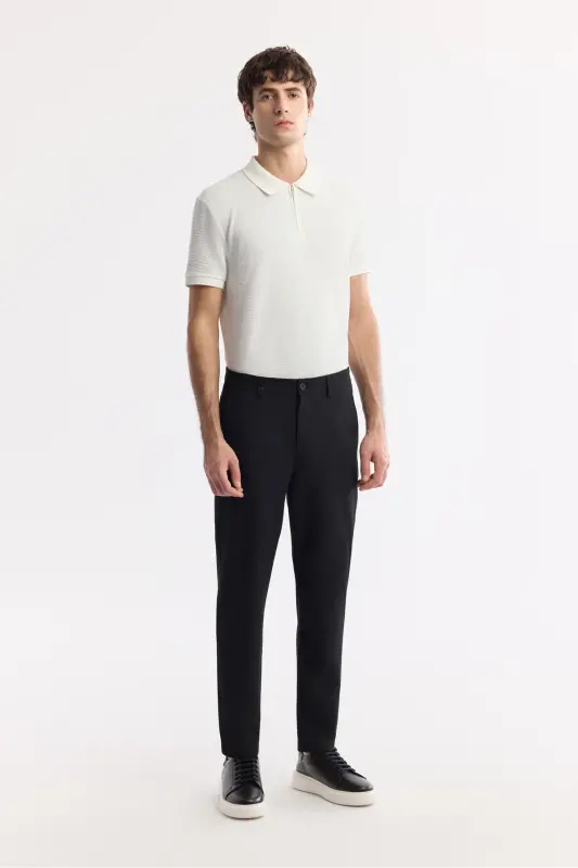 Men's Black Lamus Slim Fit Chino Pants Classic Waist Soft Touch Slim Fit B003035 - 7