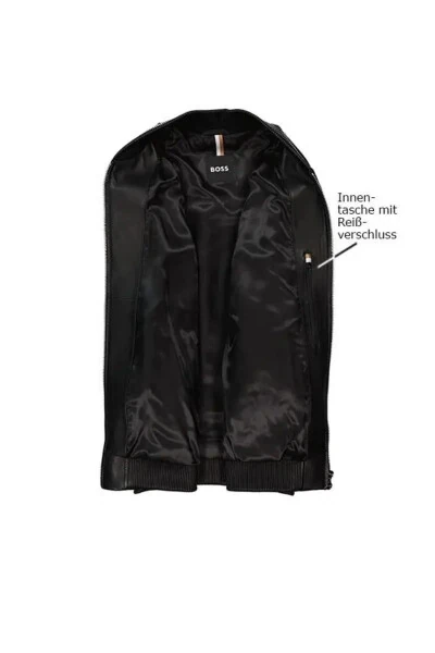 Men's Black Leather Jacket with Stand Collar, Zipper Closure and Pocket Details 50523543-001 - 3