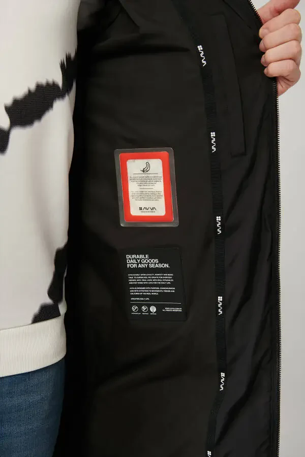 Men's black long puffer jacket, duck down filled, water repellent, windproof, hooded and comfort fit. - 6