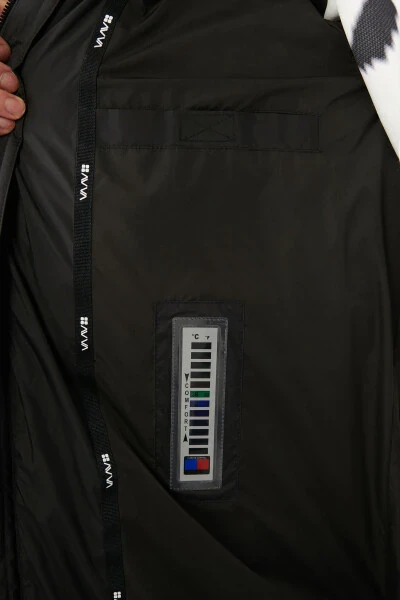 Men's black long puffer jacket, duck down filled, water repellent, windproof, hooded and comfort fit. - 7