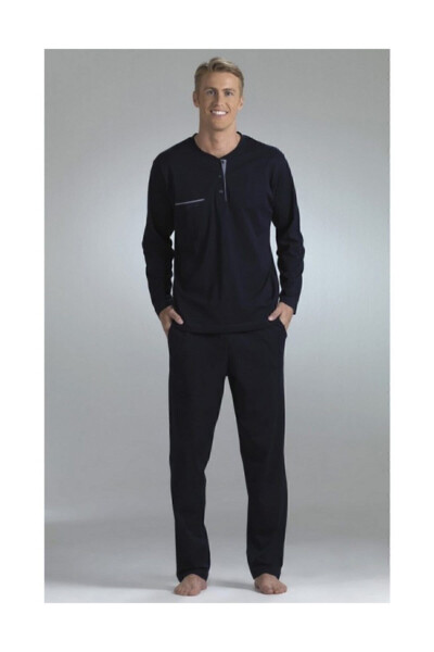 Men's Black Long Sleeve Pajama Set T3409 - 8