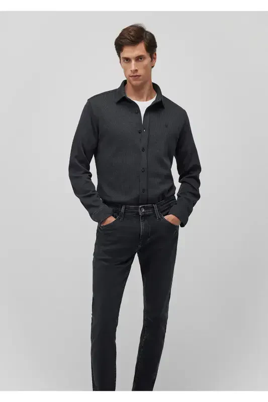 Men's Black Long Sleeve Shirt Black Shirt 0211244-9 - 1