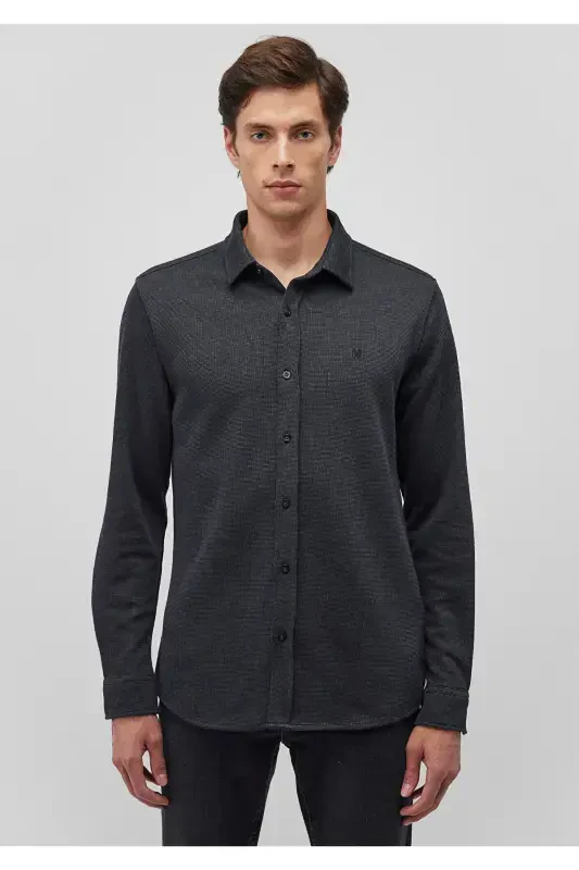 Men's Black Long Sleeve Shirt Black Shirt 0211244-9 - 3