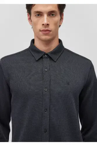 Men's Black Long Sleeve Shirt Black Shirt 0211244-9 - 5