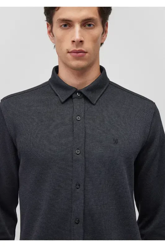Men's Black Long Sleeve Shirt Black Shirt 0211244-9 - 5