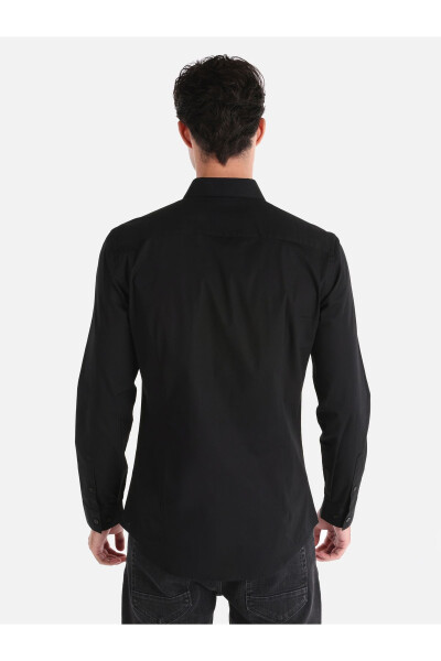 Men's Black Long Sleeve Slim Fit Shirt - 2