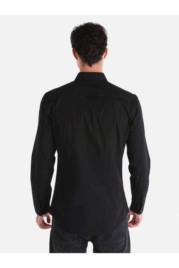 Men's Black Long Sleeve Slim Fit Shirt - 2