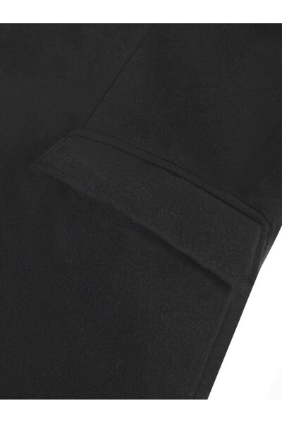 Men's black long wool blend cashmere coat. - 5