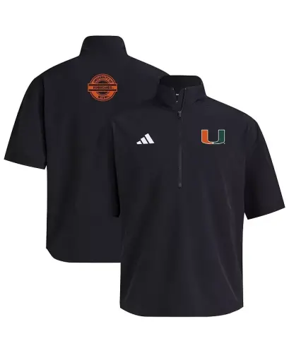 Men's Black Miami Hurricanes 2024 Half-Zip Short Sleeve Training Jacket-Black - 1